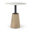 Mercana Maxwell 32" Round White Marble Tabletop w/ Blonde Wood & Black Metal Accent Pedestal Bistro Table