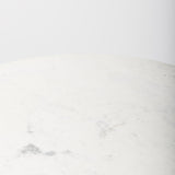 Mercana Maxwell 32" Round White Marble Tabletop w/ Blonde Wood & Black Metal Accent Pedestal Bistro Table