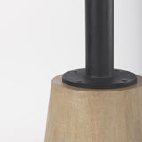 Mercana Maxwell 32" Round White Marble Tabletop w/ Blonde Wood & Black Metal Accent Pedestal Bistro Table