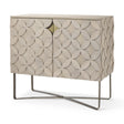 Mercana Excelsior 36.0L x 18.0W x 32.5H Light Brown Wood Gold Iron Base Accent Cabinet