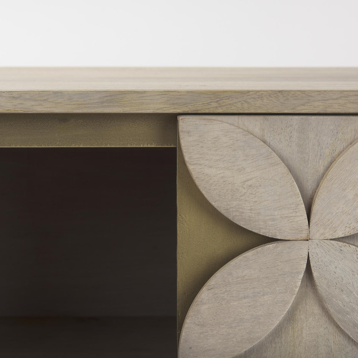 Mercana Excelsior 36.0L x 18.0W x 32.5H Light Brown Wood Gold Iron Base Accent Cabinet