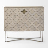 Mercana Excelsior 36.0L x 18.0W x 32.5H Light Brown Wood Gold Iron Base Accent Cabinet