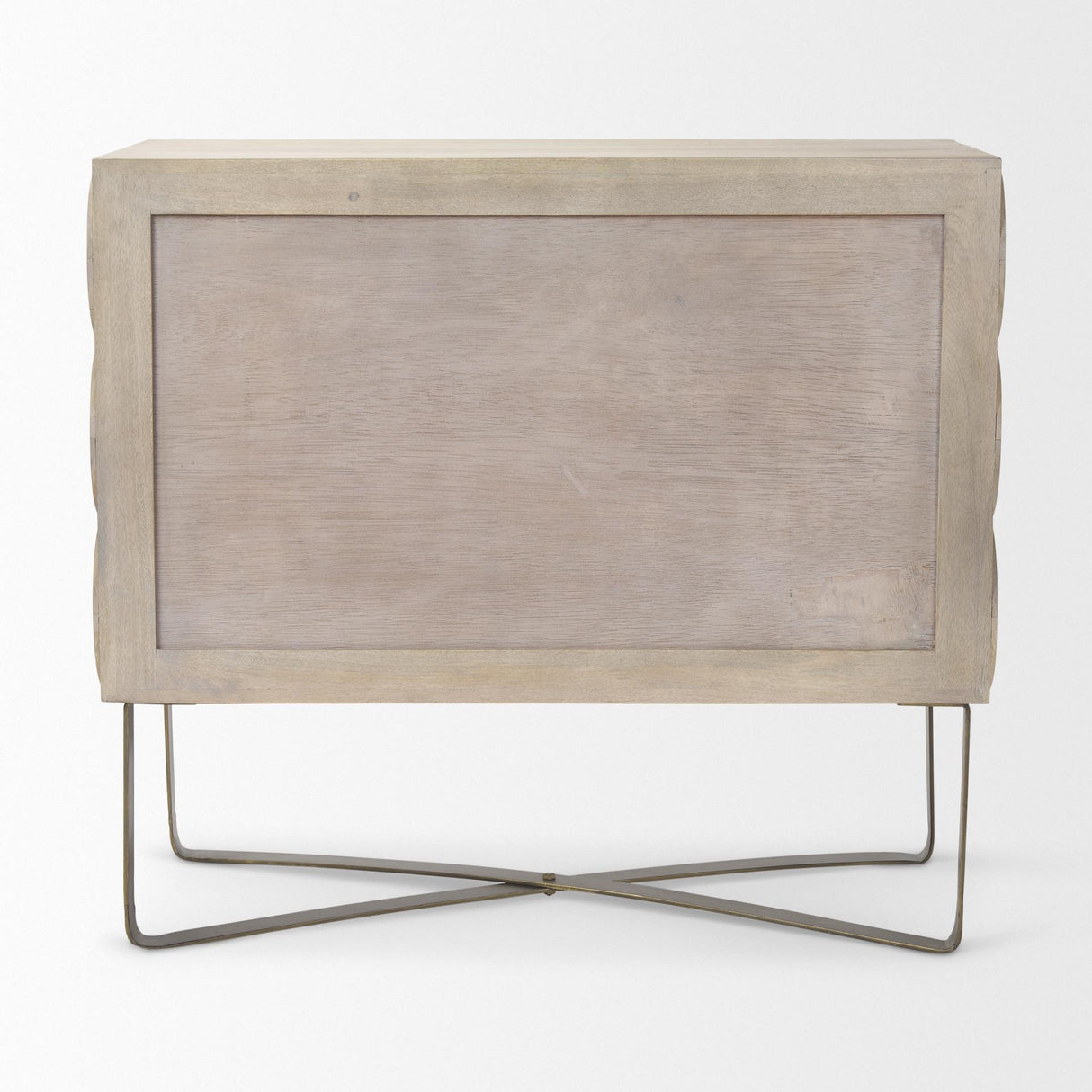 Mercana Excelsior 36.0L x 18.0W x 32.5H Light Brown Wood Gold Iron Base Accent Cabinet