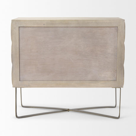 Mercana Excelsior 36.0L x 18.0W x 32.5H Light Brown Wood Gold Iron Base Accent Cabinet