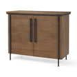 Mercana Maddox 40.0L x 18.5W x 32.75H Brown Solid Wood Black Metal 2 Door Accent Cabinet
