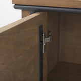 Mercana Maddox 40.0L x 18.5W x 32.75H Brown Solid Wood Black Metal 2 Door Accent Cabinet