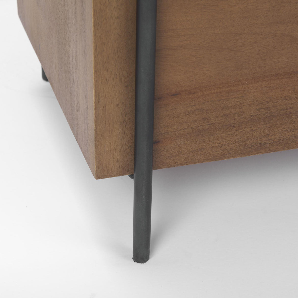 Mercana Maddox 40.0L x 18.5W x 32.75H Brown Solid Wood Black Metal 2 Door Accent Cabinet