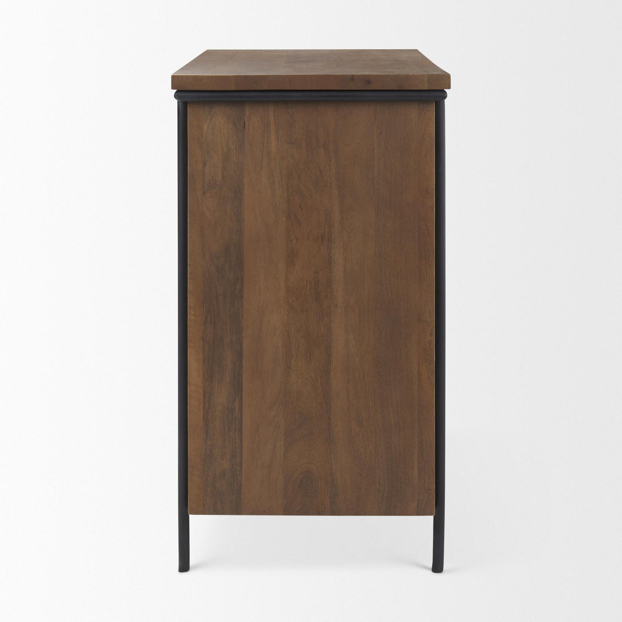 Mercana Maddox 40.0L x 18.5W x 32.75H Brown Solid Wood Black Metal 2 Door Accent Cabinet