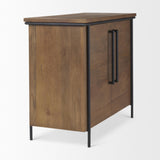 Mercana Maddox 40.0L x 18.5W x 32.75H Brown Solid Wood Black Metal 2 Door Accent Cabinet