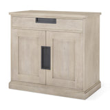 Mercana Braxton 33.5L x 18.5W x 31.5H Beige Wood W/Black Accents 2 Door Accent Cabinet