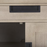 Mercana Braxton 33.5L x 18.5W x 31.5H Beige Wood W/Black Accents 2 Door Accent Cabinet