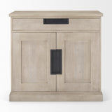 Mercana Braxton 33.5L x 18.5W x 31.5H Beige Wood W/Black Accents 2 Door Accent Cabinet