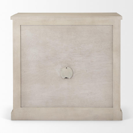 Mercana Braxton 33.5L x 18.5W x 31.5H Beige Wood W/Black Accents 2 Door Accent Cabinet