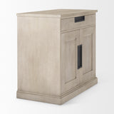 Mercana Braxton 33.5L x 18.5W x 31.5H Beige Wood W/Black Accents 2 Door Accent Cabinet