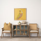 Mercana Donna Light Brown Wood Cane-Back w/ Beige Upholstered Seat Accent Chair