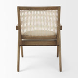 Mercana Donna Light Brown Wood Cane-Back w/ Beige Upholstered Seat Accent Chair