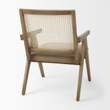Mercana Donna Light Brown Wood Cane-Back w/ Beige Upholstered Seat Accent Chair