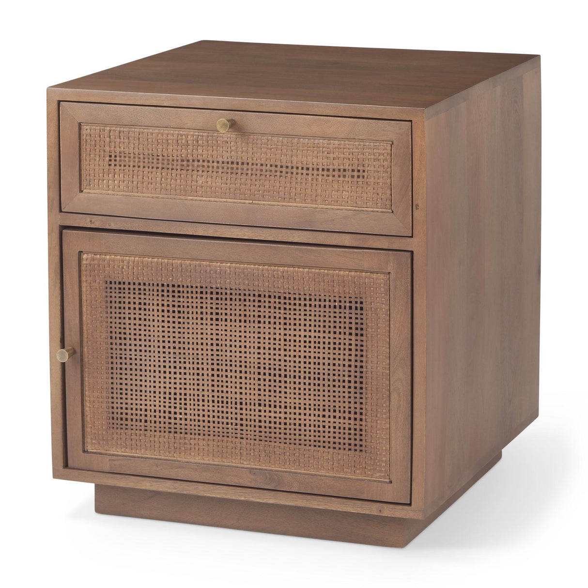 Mercana Grier Medium Brown Wood w/ Cane Accent Table