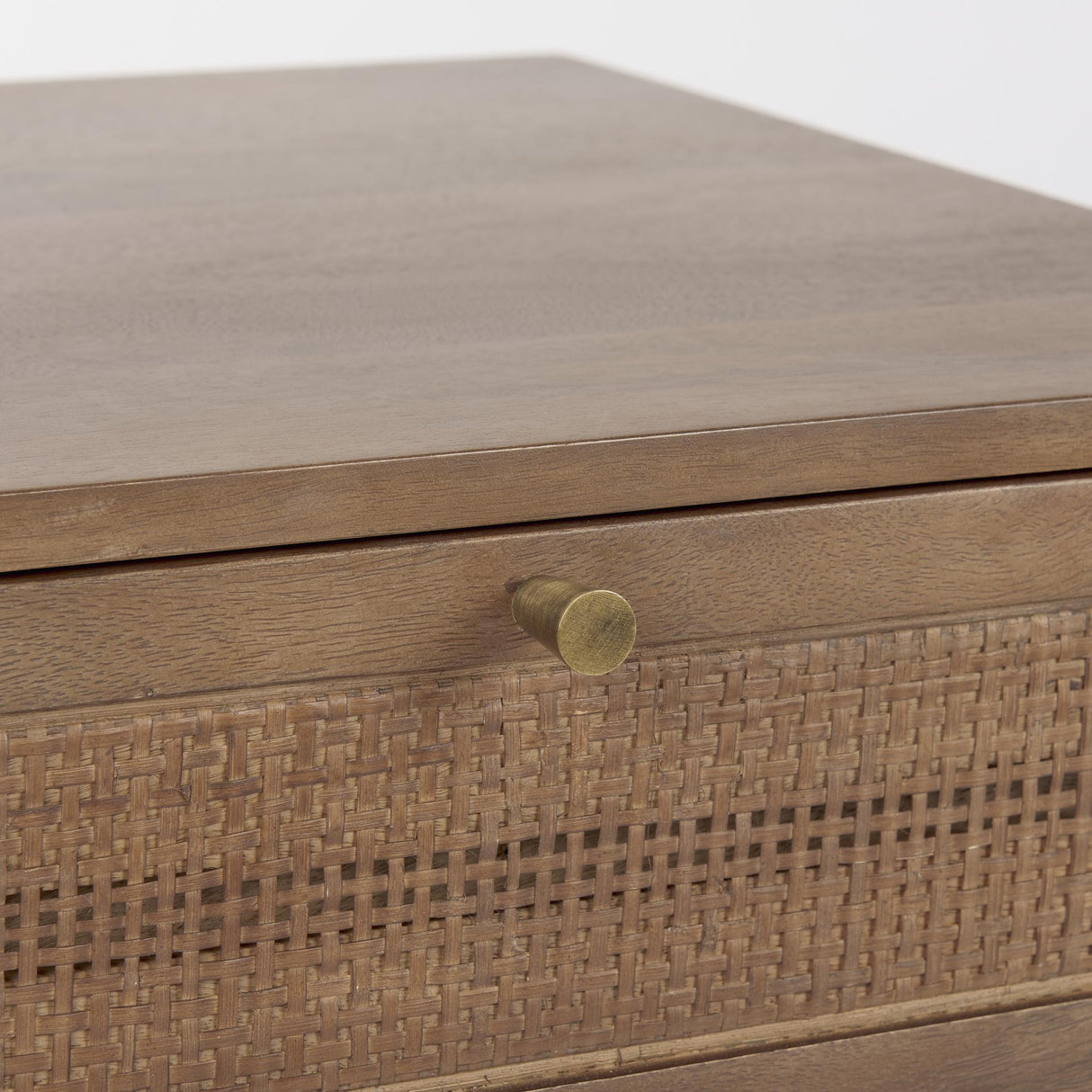 Mercana Grier Medium Brown Wood w/ Cane End Table