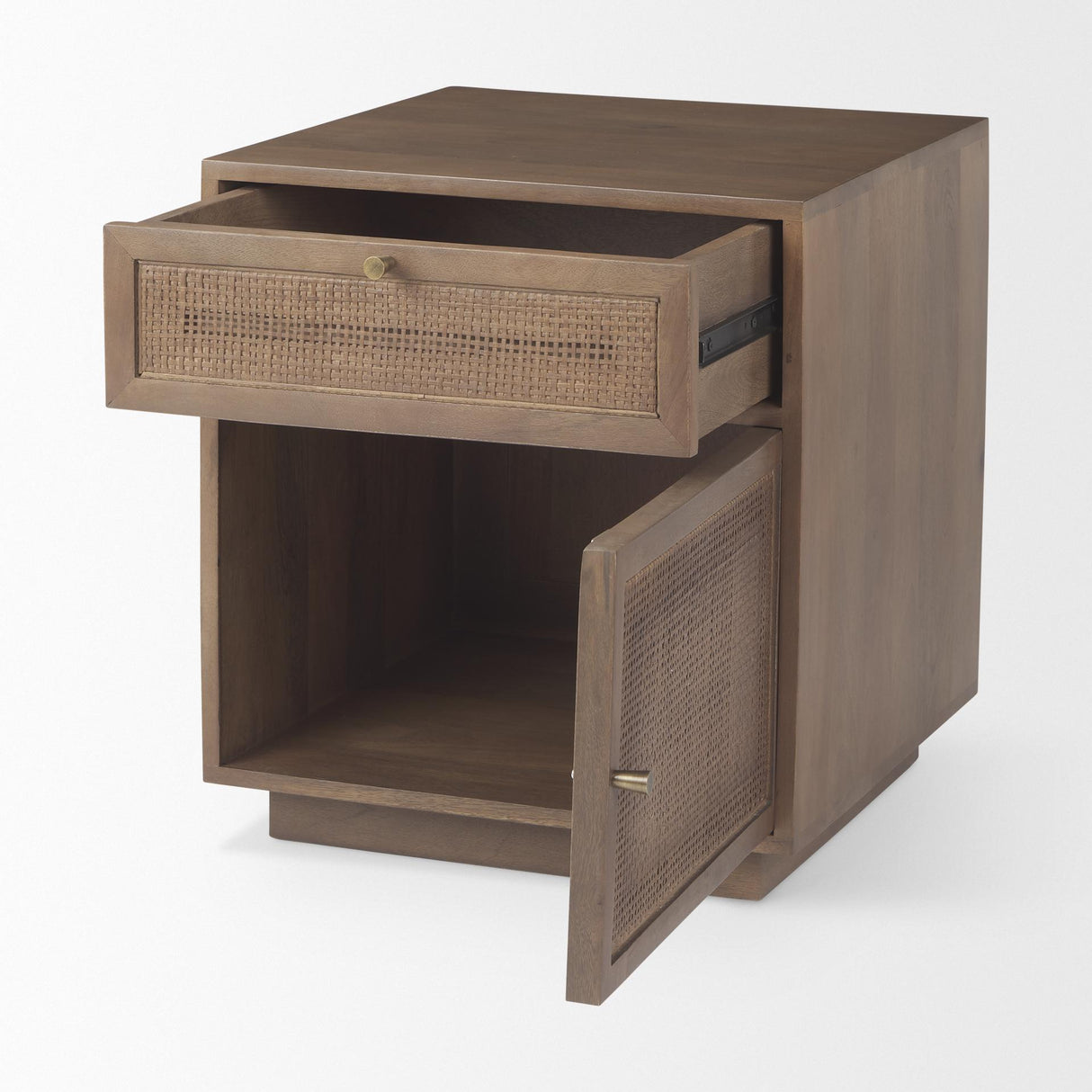 Mercana Grier Medium Brown Wood w/ Cane End Table