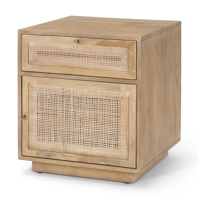Mercana Grier Light Brown Wood w/ Cane Accent Table