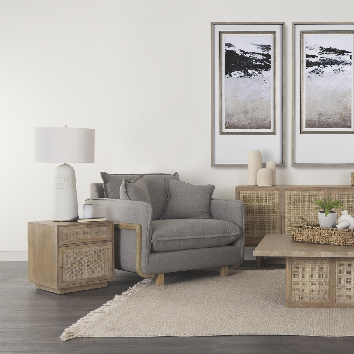 Mercana Grier Light Brown Wood w/ Cane End Table