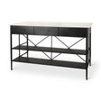 Mercana Amika White Marble Top Black Metal Base Kitchen Island