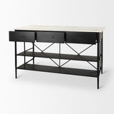 Mercana Amika White Marble Top Black Metal Base Kitchen Island