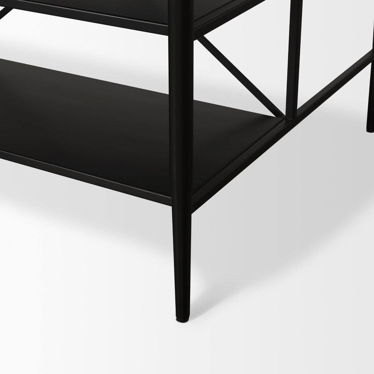 Mercana Amika White Marble Top Black Metal Base Kitchen Island