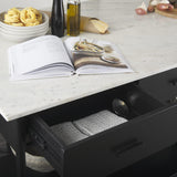 Mercana Amika White Marble Top Black Metal Base Kitchen Island