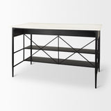 Mercana Amika White Marble Top Black Metal Base Kitchen Island