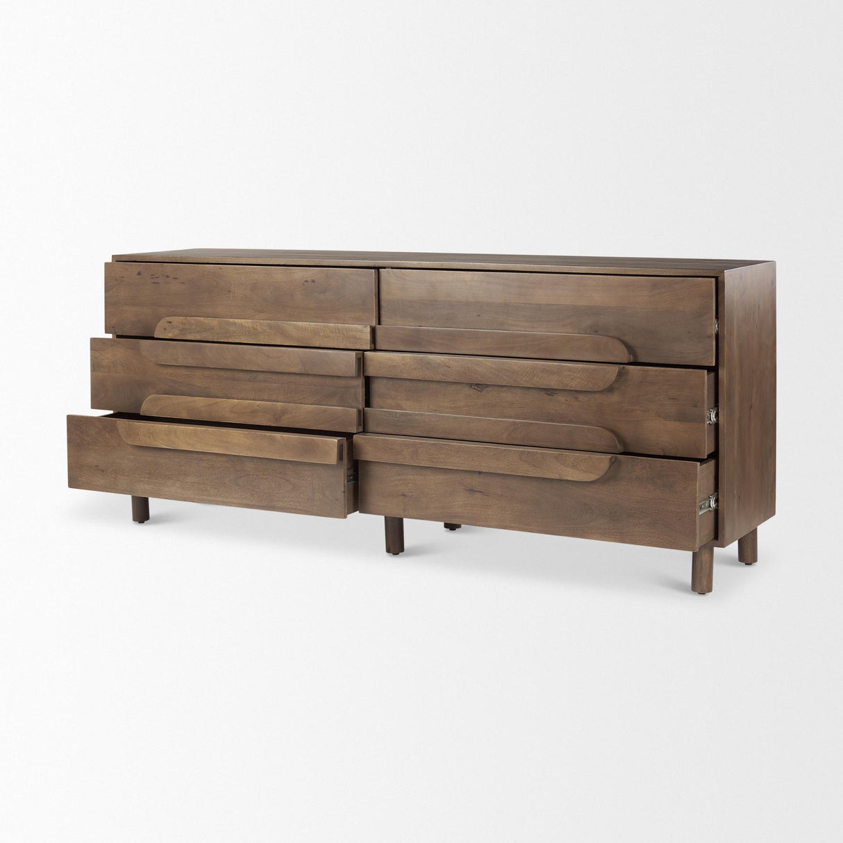Mercana Astrid 71L x 17W x 30.3H Medium Brown Solid Wood 6 Drawer Sideboard