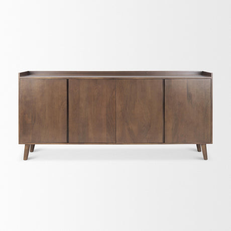 Mercana Lillie Medium Brown Wood 4 Door Tray Top Sideboard
