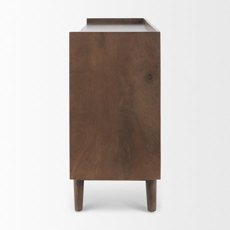 Mercana Lillie Medium Brown Wood 4 Door Tray Top Sideboard