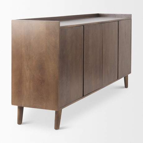 Mercana Lillie Medium Brown Wood 4 Door Tray Top Sideboard