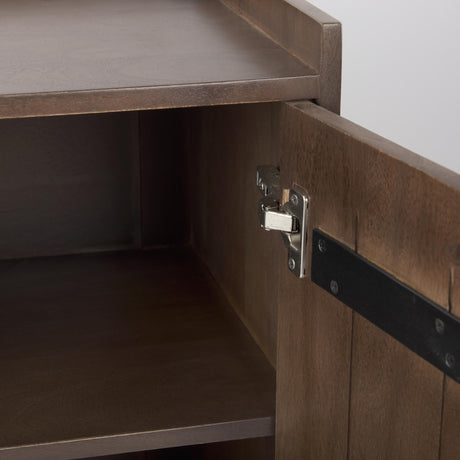 Mercana Lillie 36.0L x 16.0W x 32.0H Medium Brown Wood 2 Door Tray Top Accent Cabinet