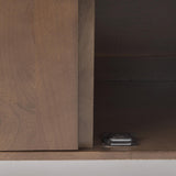 Mercana Lillie 36.0L x 16.0W x 32.0H Medium Brown Wood 2 Door Tray Top Accent Cabinet