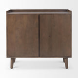 Mercana Lillie 36.0L x 16.0W x 32.0H Medium Brown Wood 2 Door Tray Top Accent Cabinet