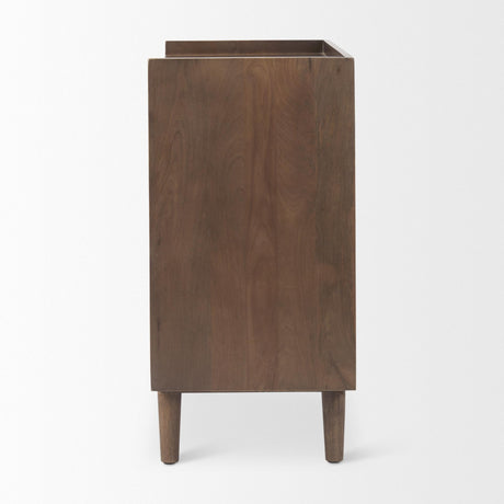 Mercana Lillie 36.0L x 16.0W x 32.0H Medium Brown Wood 2 Door Tray Top Accent Cabinet
