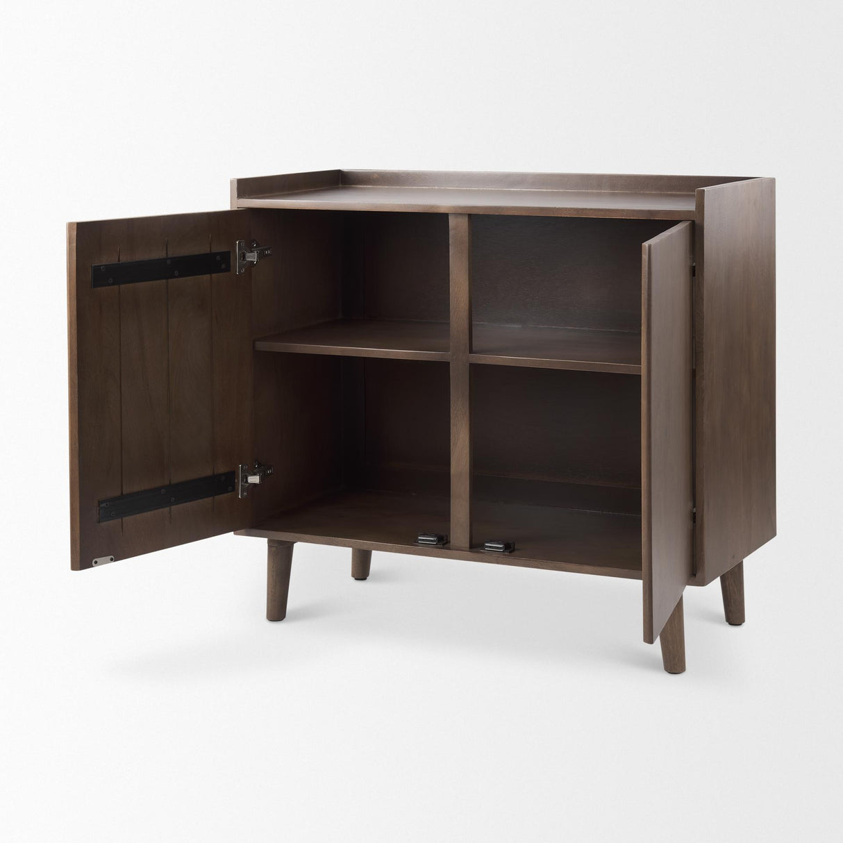 Mercana Lillie 36.0L x 16.0W x 32.0H Medium Brown Wood 2 Door Tray Top Accent Cabinet