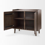 Mercana Lillie 36.0L x 16.0W x 32.0H Medium Brown Wood 2 Door Tray Top Accent Cabinet