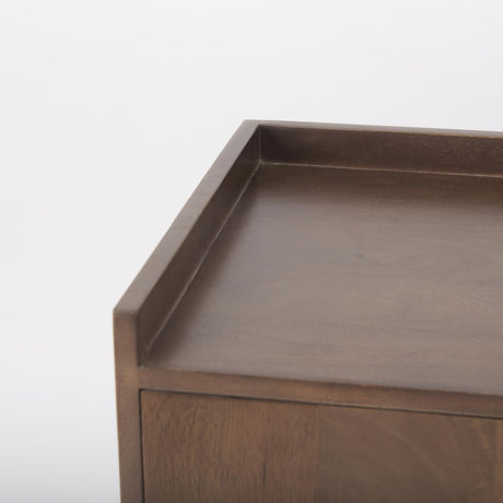 Mercana Lillie 36.0L x 16.0W x 32.0H Medium Brown Wood 2 Door Tray Top Accent Cabinet