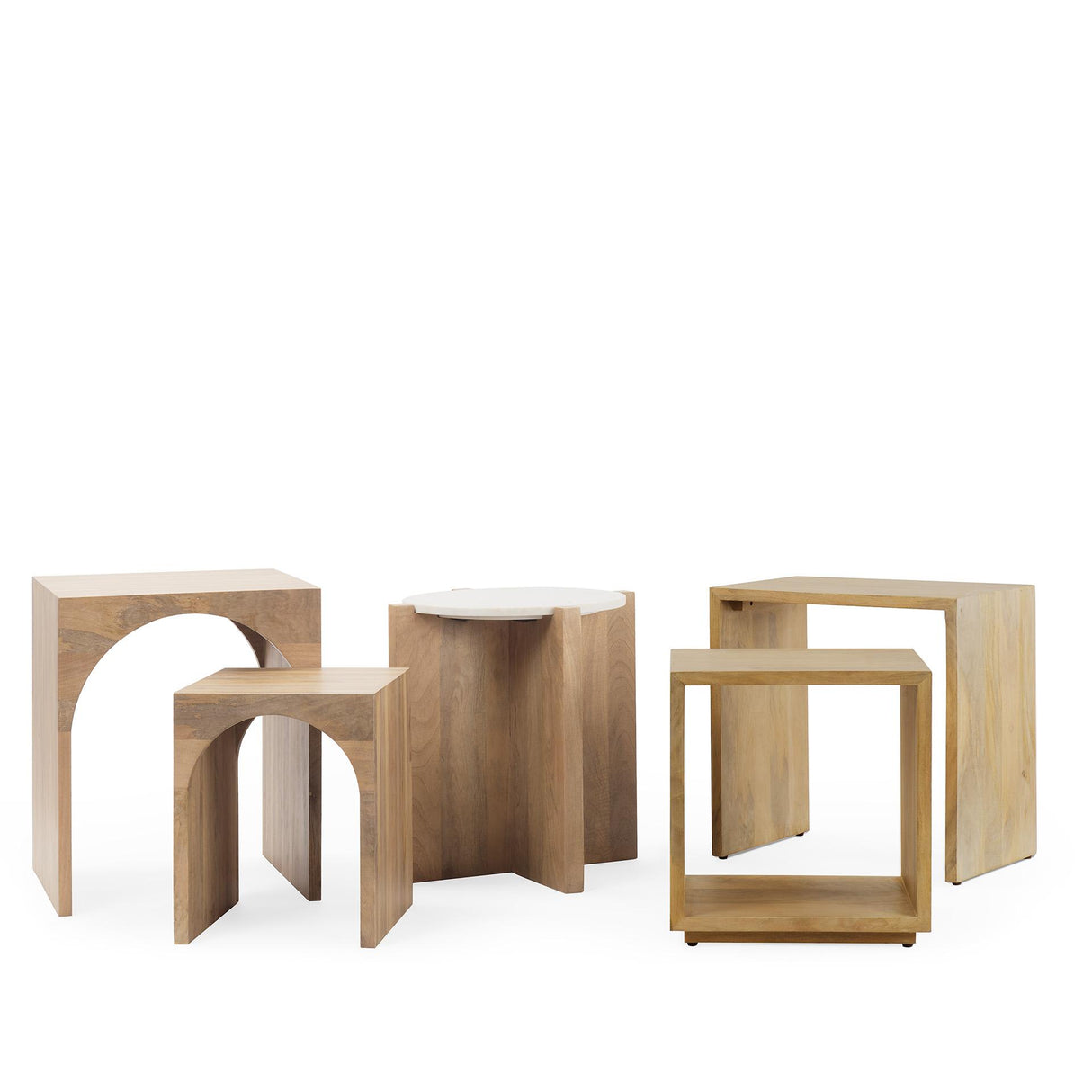 Mercana Alanna 22.0L x 15.0W x 22.0H Set of 2 Brown Wood Nesting Accent Tables