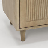 Mercana Tucker Light Brown Wood w/ Carved Arch Pattern 2 Door Accent Cabinet