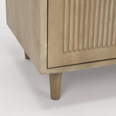 Mercana Tucker Light Brown Wood w/ Carved Arch Pattern 2 Door Accent Cabinet