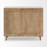 Mercana Tucker Light Brown Wood w/ Carved Arch Pattern 2 Door Accent Cabinet