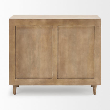 Mercana Tucker Light Brown Wood w/ Carved Arch Pattern 2 Door Accent Cabinet