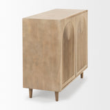 Mercana Tucker Light Brown Wood w/ Carved Arch Pattern 2 Door Accent Cabinet
