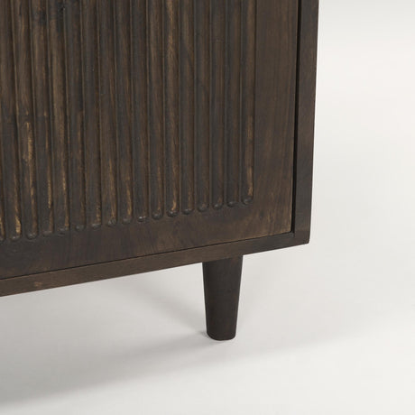 Mercana Tucker Dark Brown Wood w/ Carved Arch Pattern 2 Door Cabinet