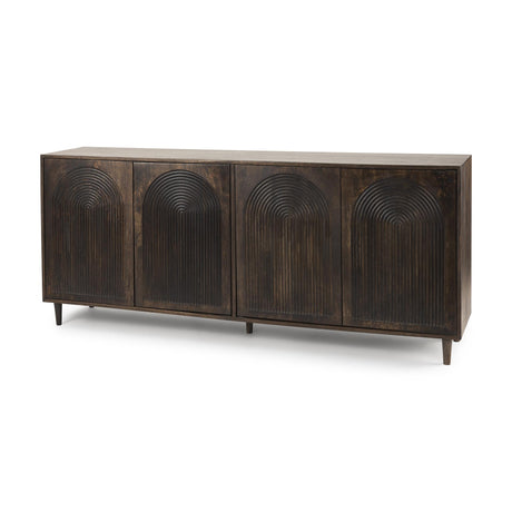 Mercana Tucker Dark Brown w/ Carved Arch Pattern 4 Door Sideboard